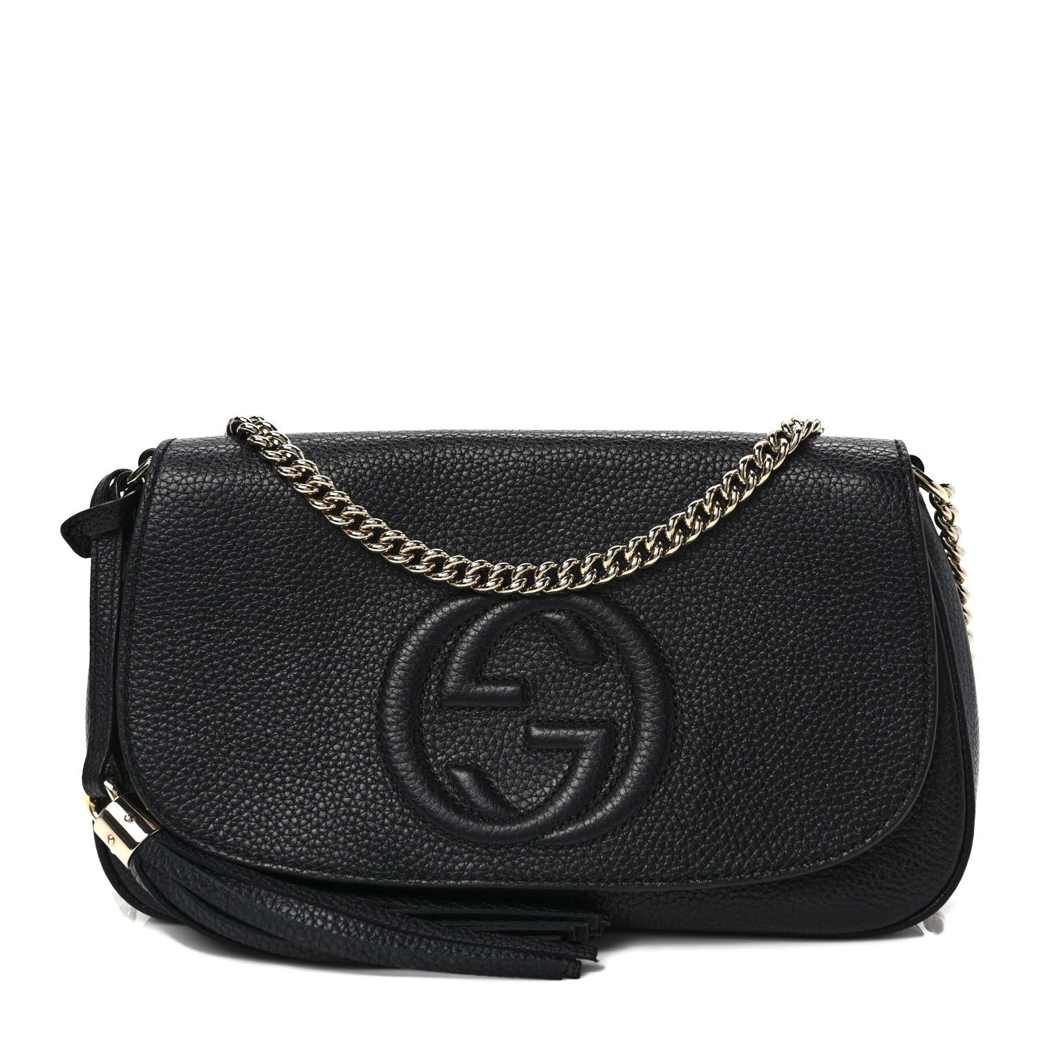 Gucci Pebbled Calfskin Medium Soho Flap Crossbody Black 1 of 9