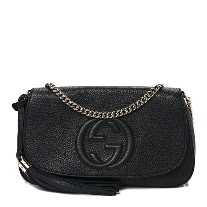 Gucci Pebbled Calfskin Medium Soho Flap Crossbody Black 1 of 9