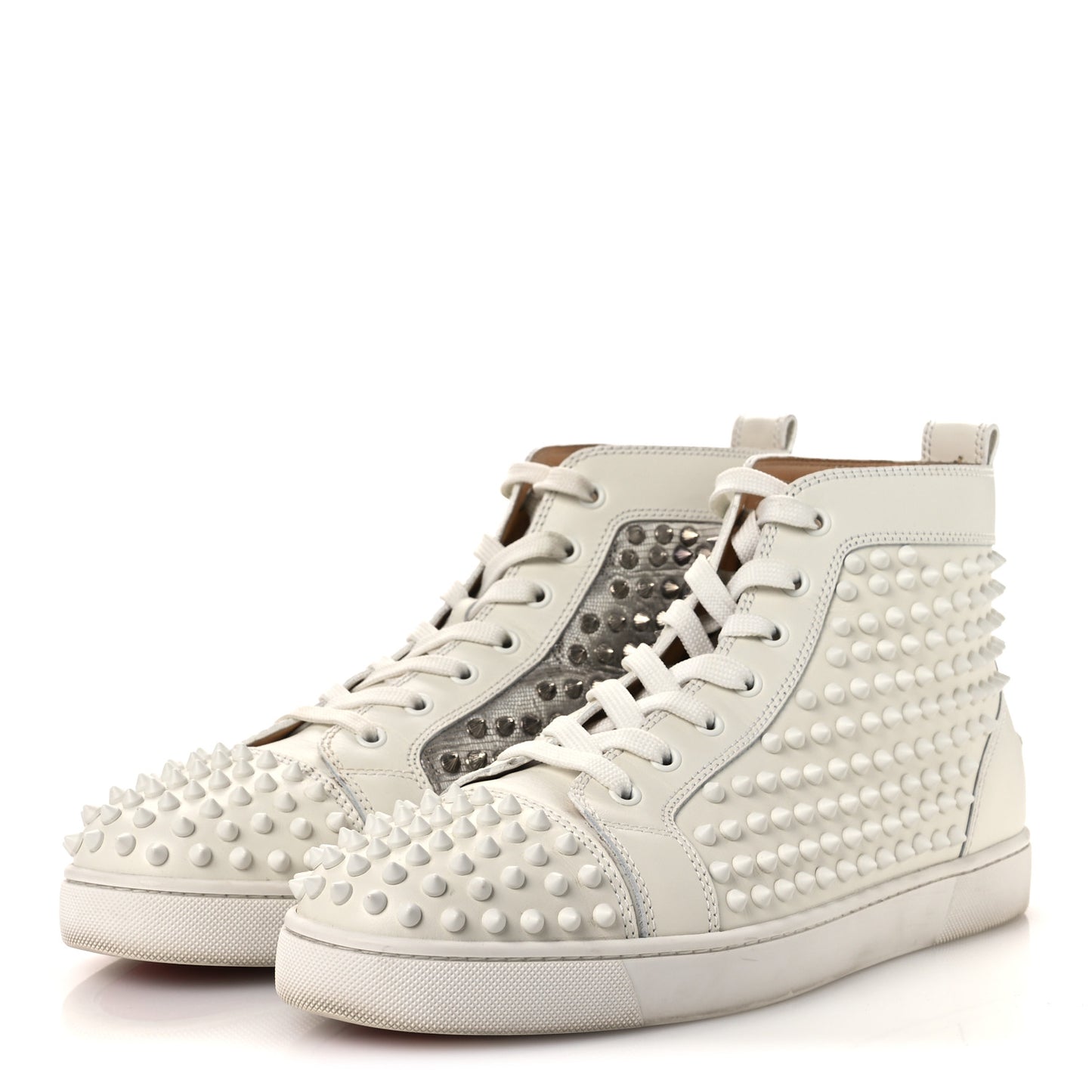 Nappa Laminato Dino Spikes Mens Yang Louis Flat Sneakers 45 Latte Silver