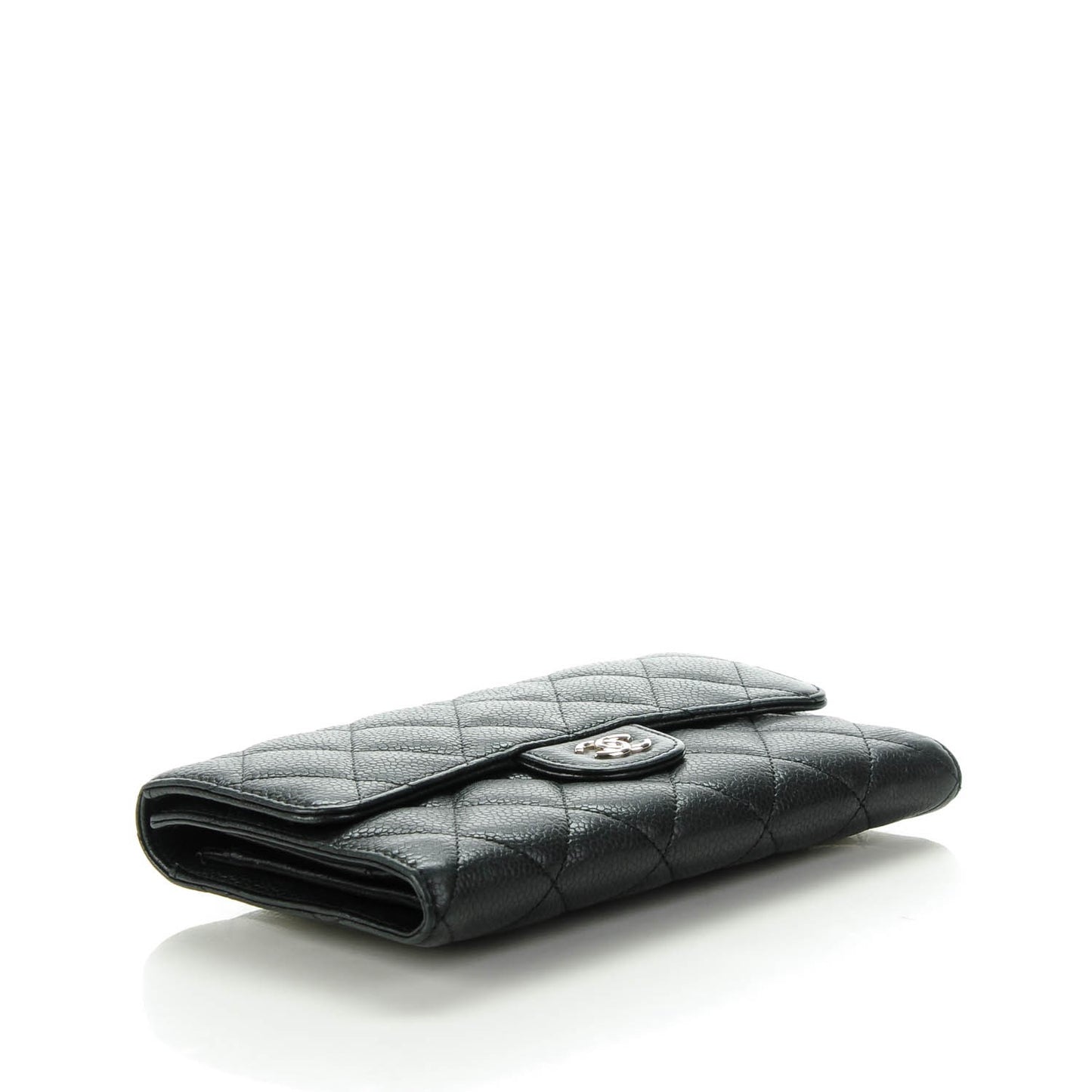 Caviar Quilted Large Flap Wallet Black