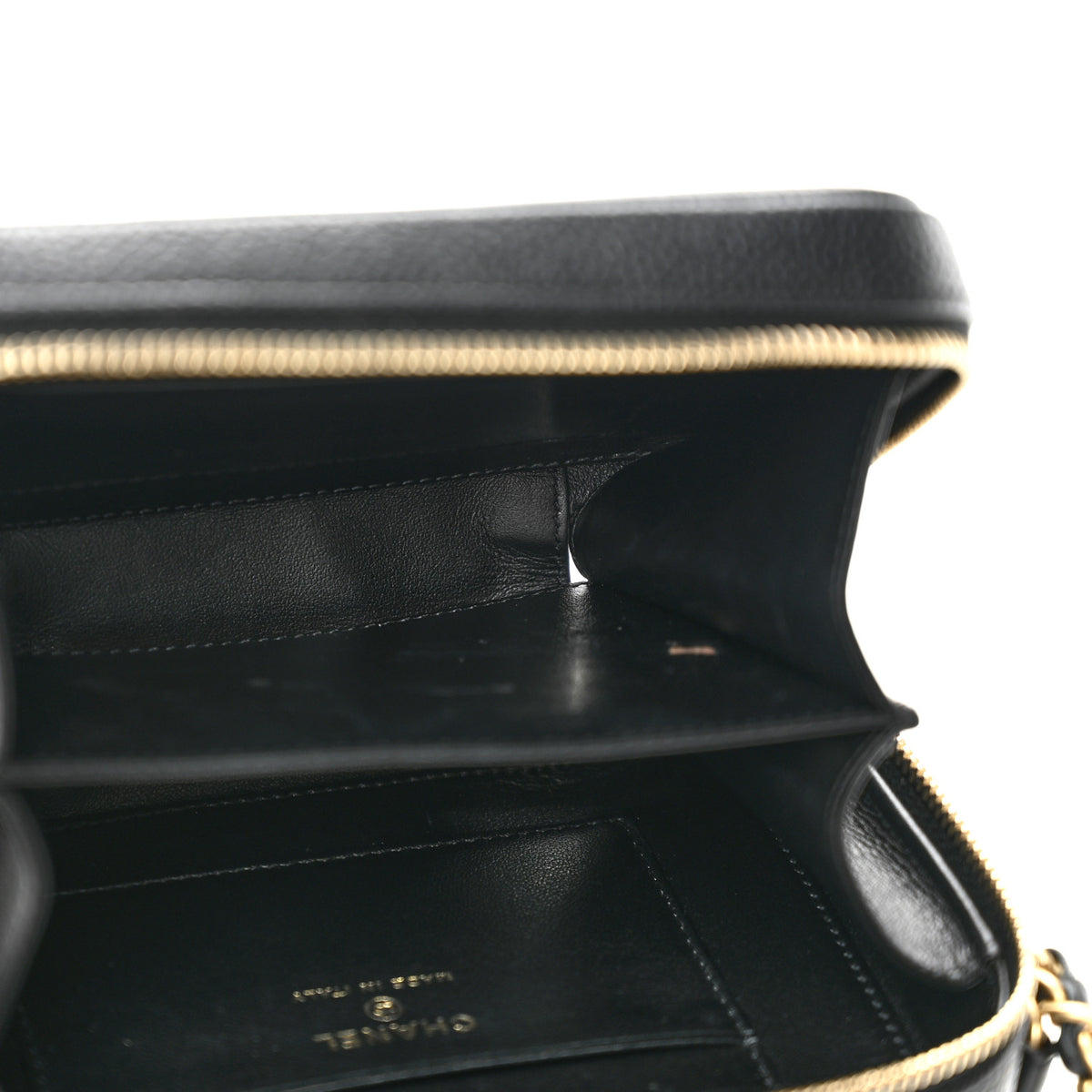 Caviar Quilted CC Filigree Vanity Clutch With Chain Black