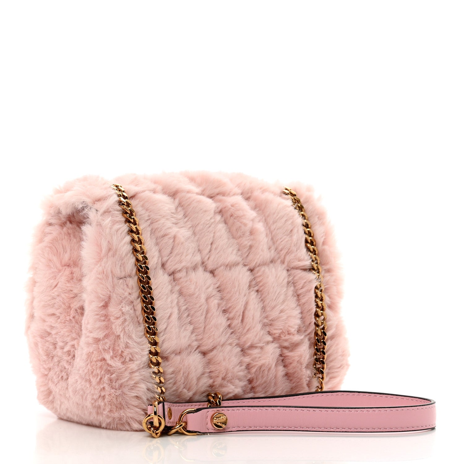 Versace Faux Fur Quilted Virtus Shoulder Bag English Rose 2 of 8