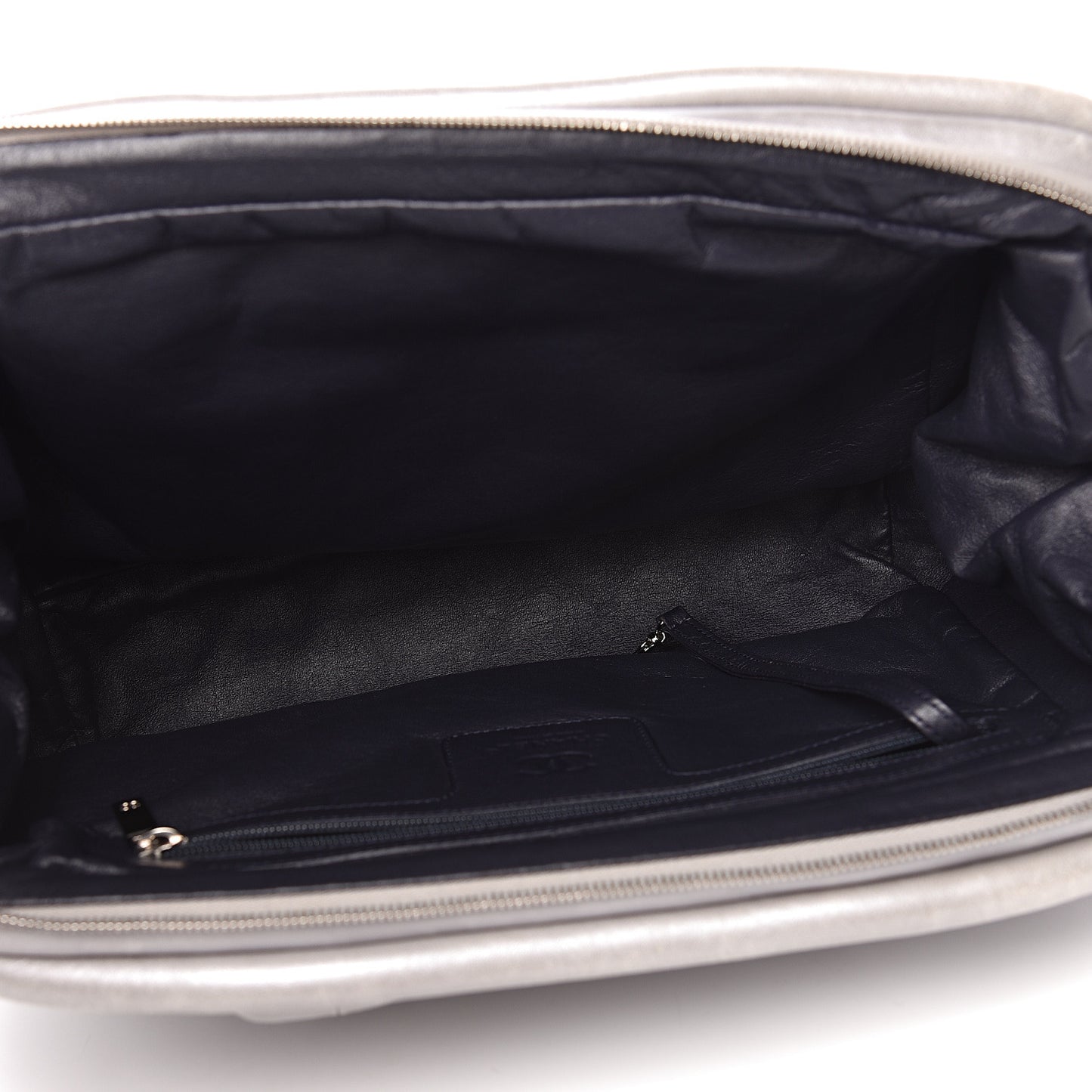 Metallic Lambskin Quilted Coco Cocoon Bowler Silver