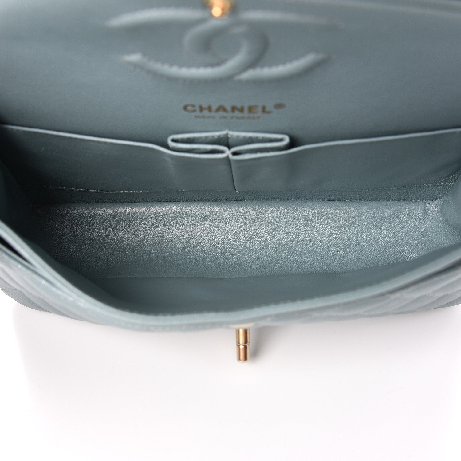 Chanel Iridescent Caviar Quilted Medium Double Flap Light Blue 5 of 10