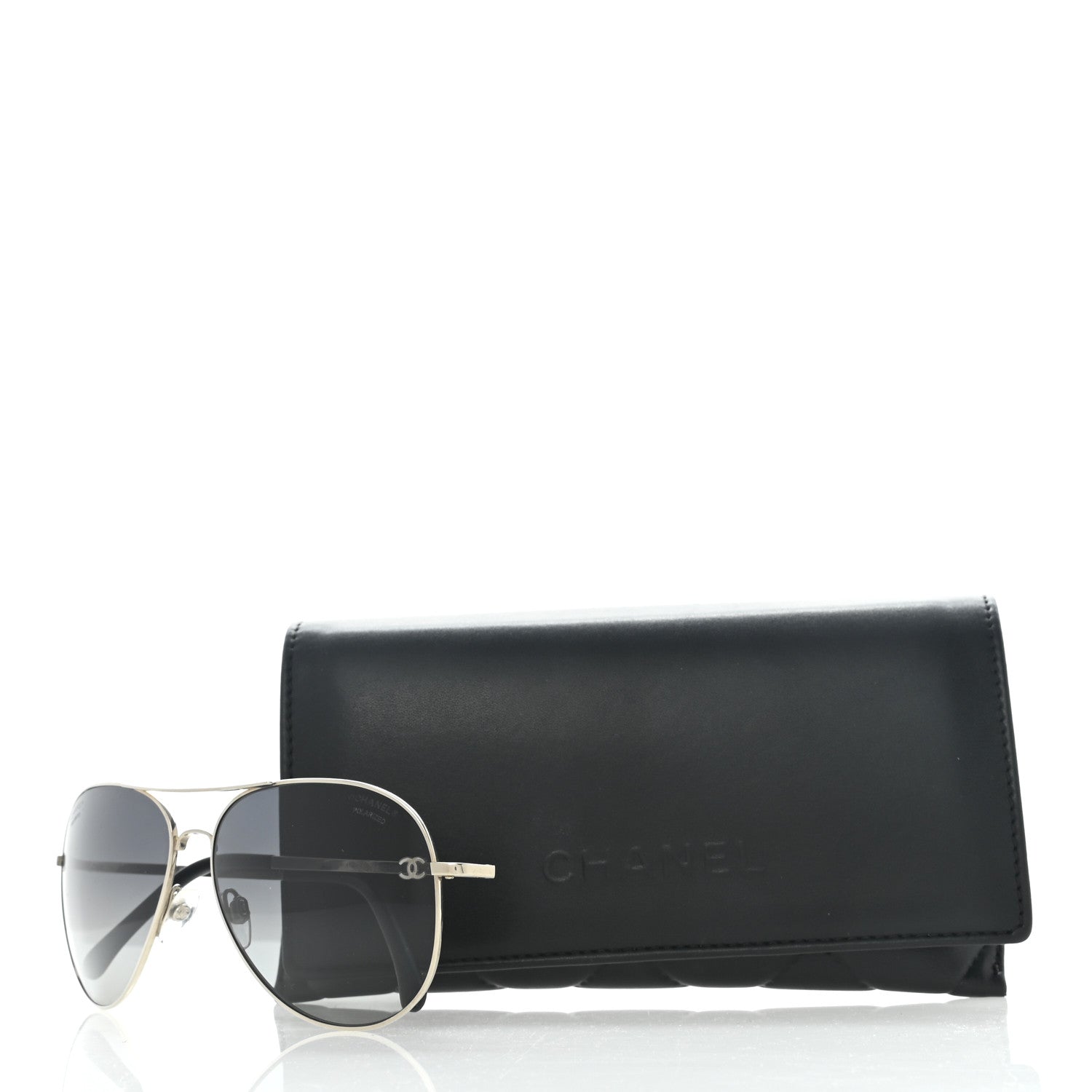 Chanel Metal Polarized Aviator CC Sunglasses 4189-T-Q Silver 8 of 8