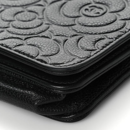 Chanel Caviar Camellia Embossed Wallet On Chain WOC Black 9 of 9