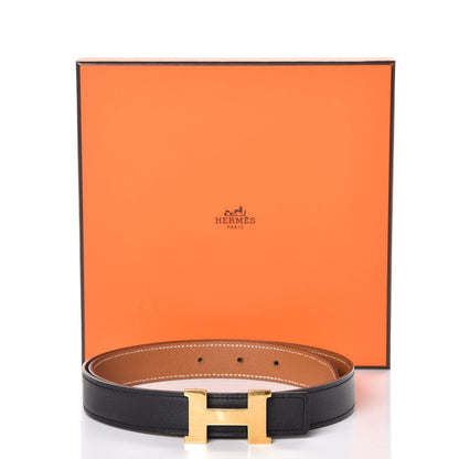 Hermes Swift Epsom 24mm H Belt 75 Black Gold 9 of 9