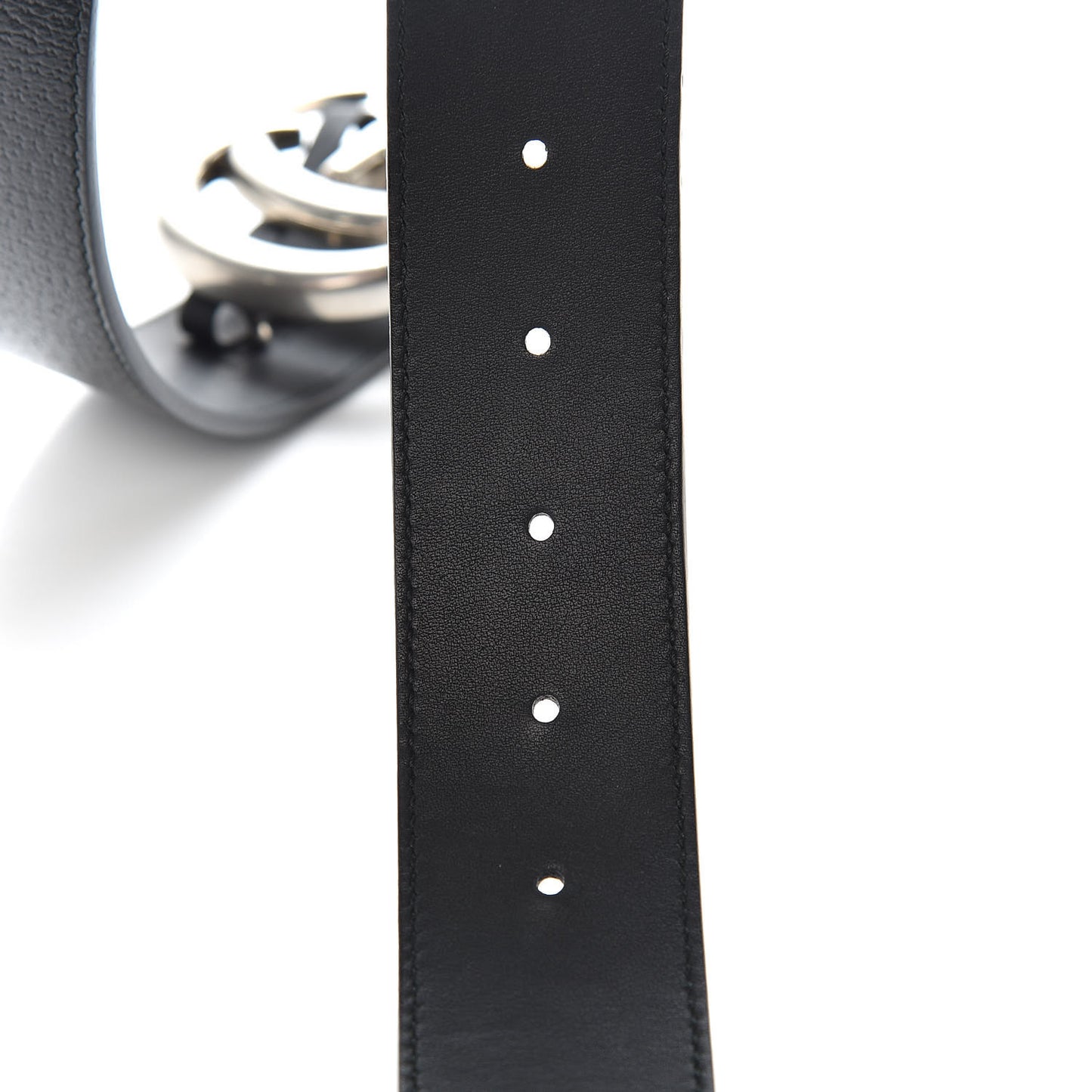 Textured Dollar Calfskin Nickel Double G 40mm Belt 85 34 Black