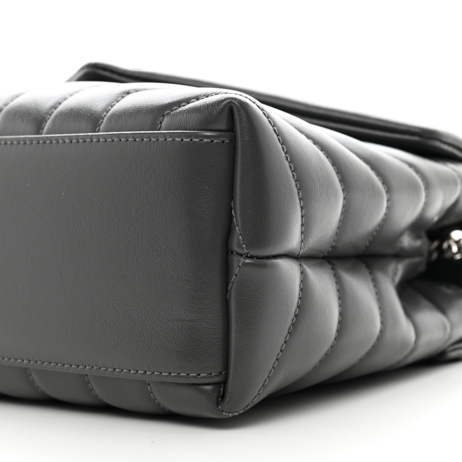 Saint Laurent Calfskin Y Quilted Monogram Small Loulou Chain Satchel Grey Khaki 11 of 11