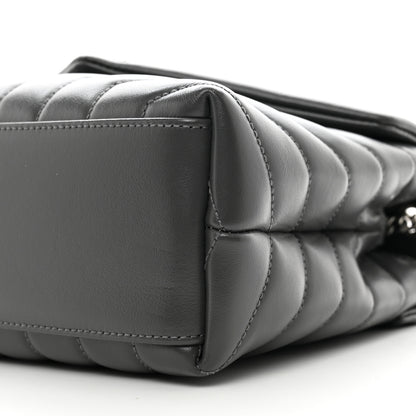 Saint Laurent Calfskin Y Quilted Monogram Small Loulou Chain Satchel Grey Khaki 11 of 11