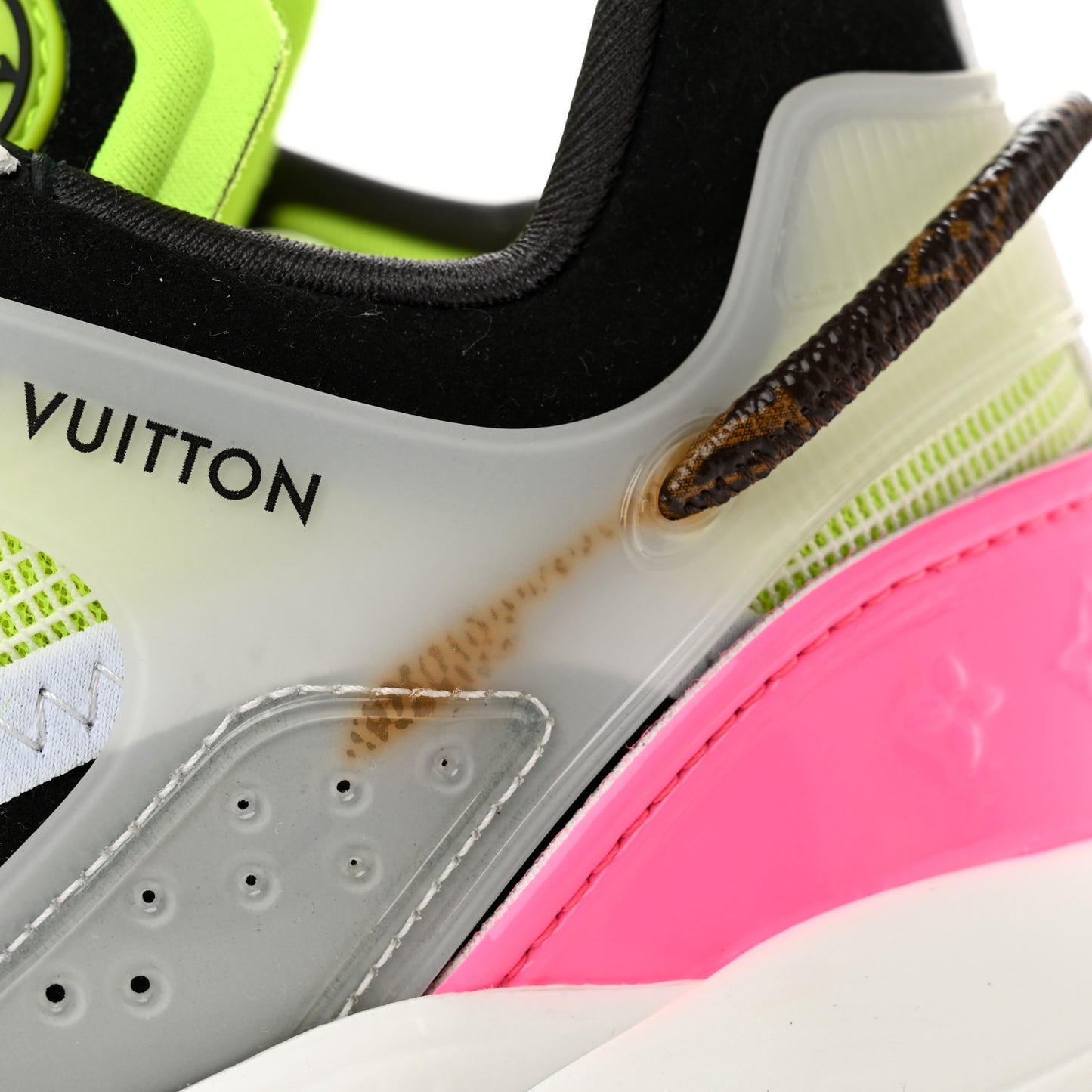 Monogram Calfskin Run 55 Sneakers 36 Pink White Yellow