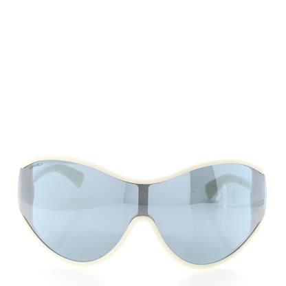 Chanel Acetate Mirror Shield Sunglasses 71476A White 2 of 12