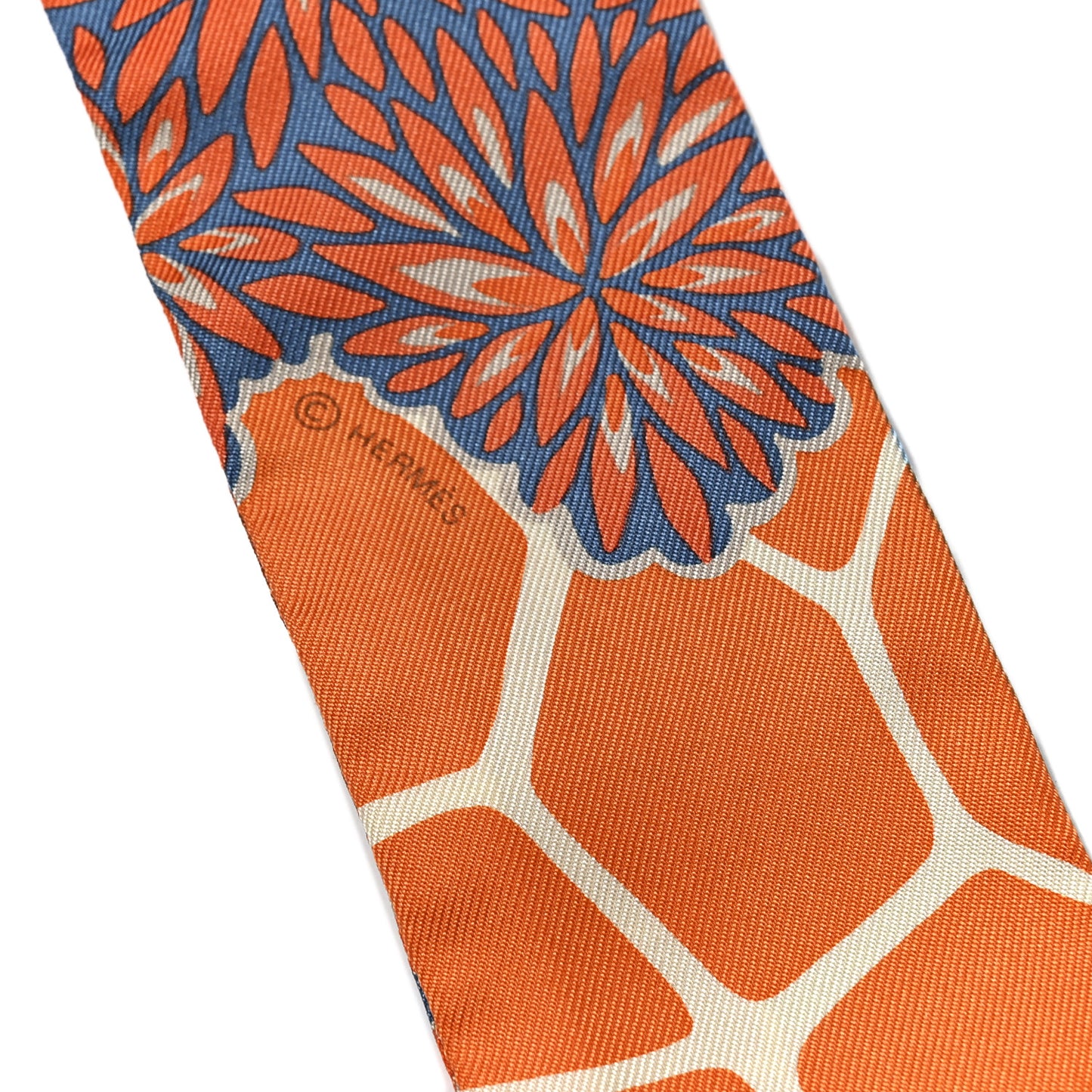 Silk The Three Graces Twilly Bleu Jean Orange Rouille