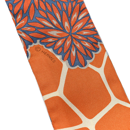 Hermes Silk The Three Graces Twilly Bleu Jean Orange Rouille 4 of 4