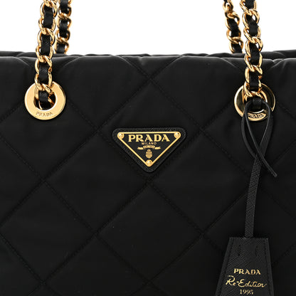 Prada Re-Nylon Impuntu Quilted Re-Edition 1995 Chaine East West Medium Tote Bag Black 8 of 10