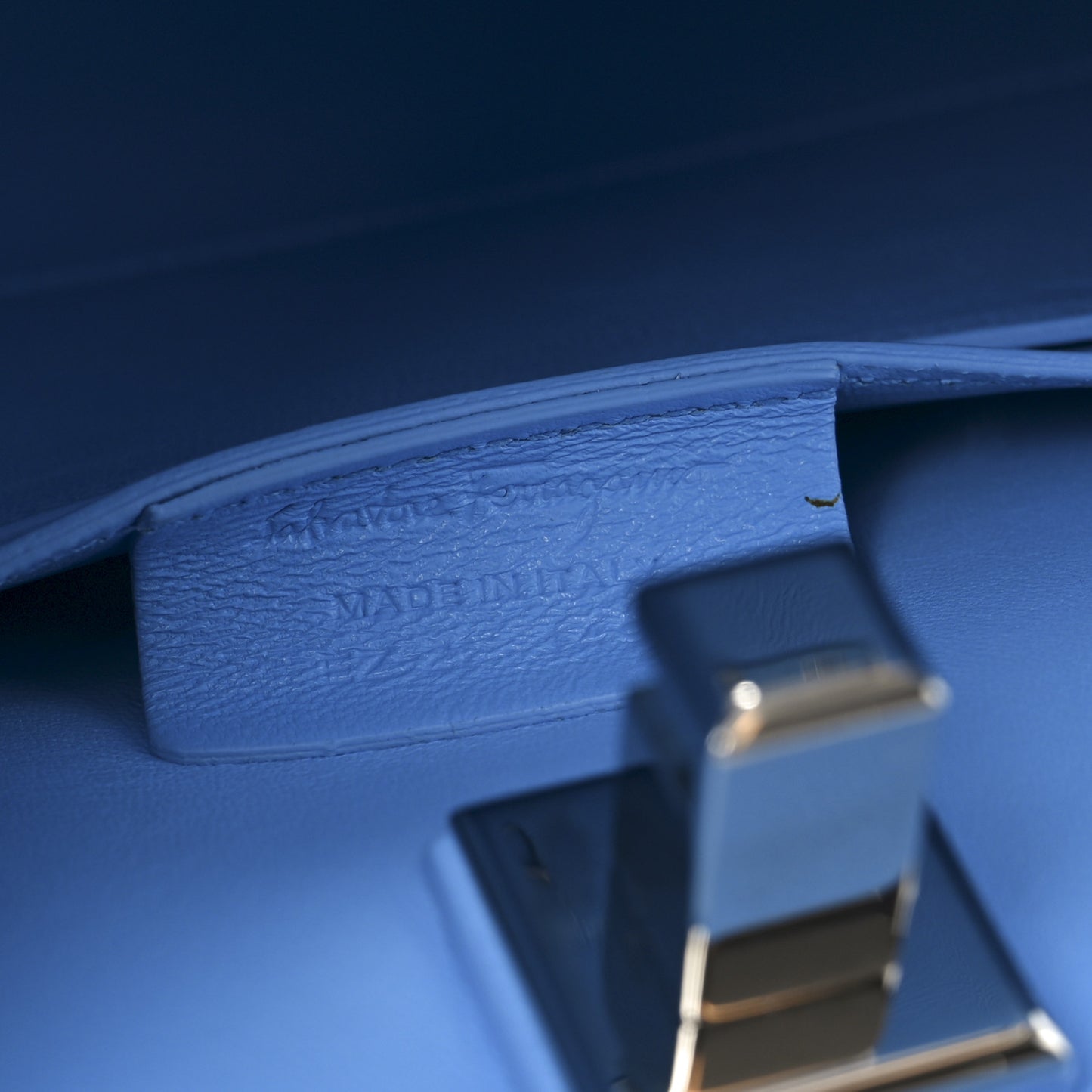 Calfskin Print Mini The Studio Bag White Blue