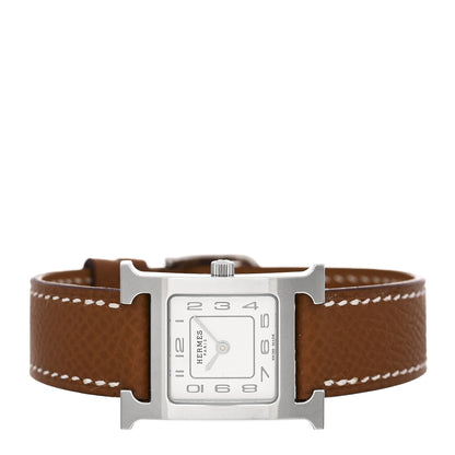 Hermes Stainless Steel Epsom 21mm Heure H Hour Quartz Watch Gold 2 of 5