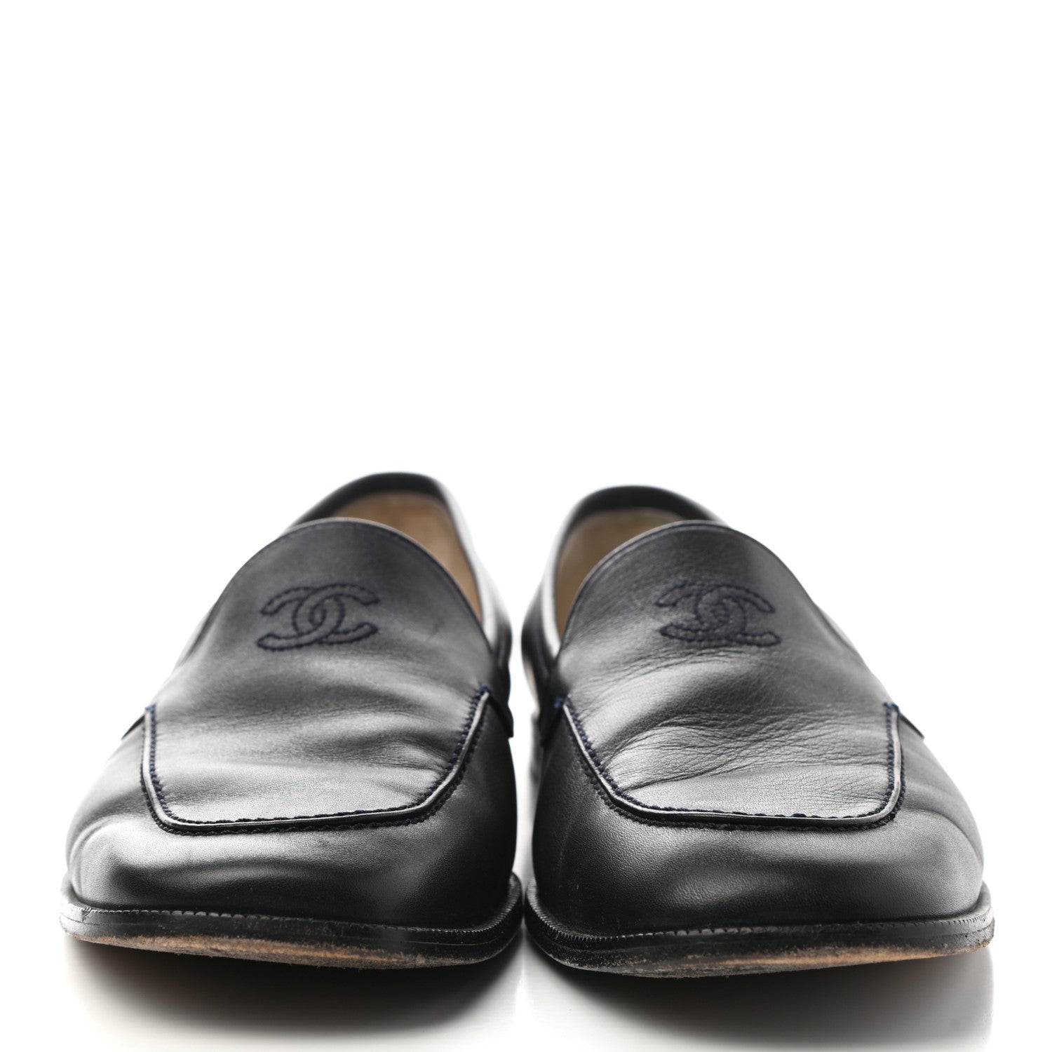 Chanel Lambskin CC Loafers 39.5 Navy 2 of 11