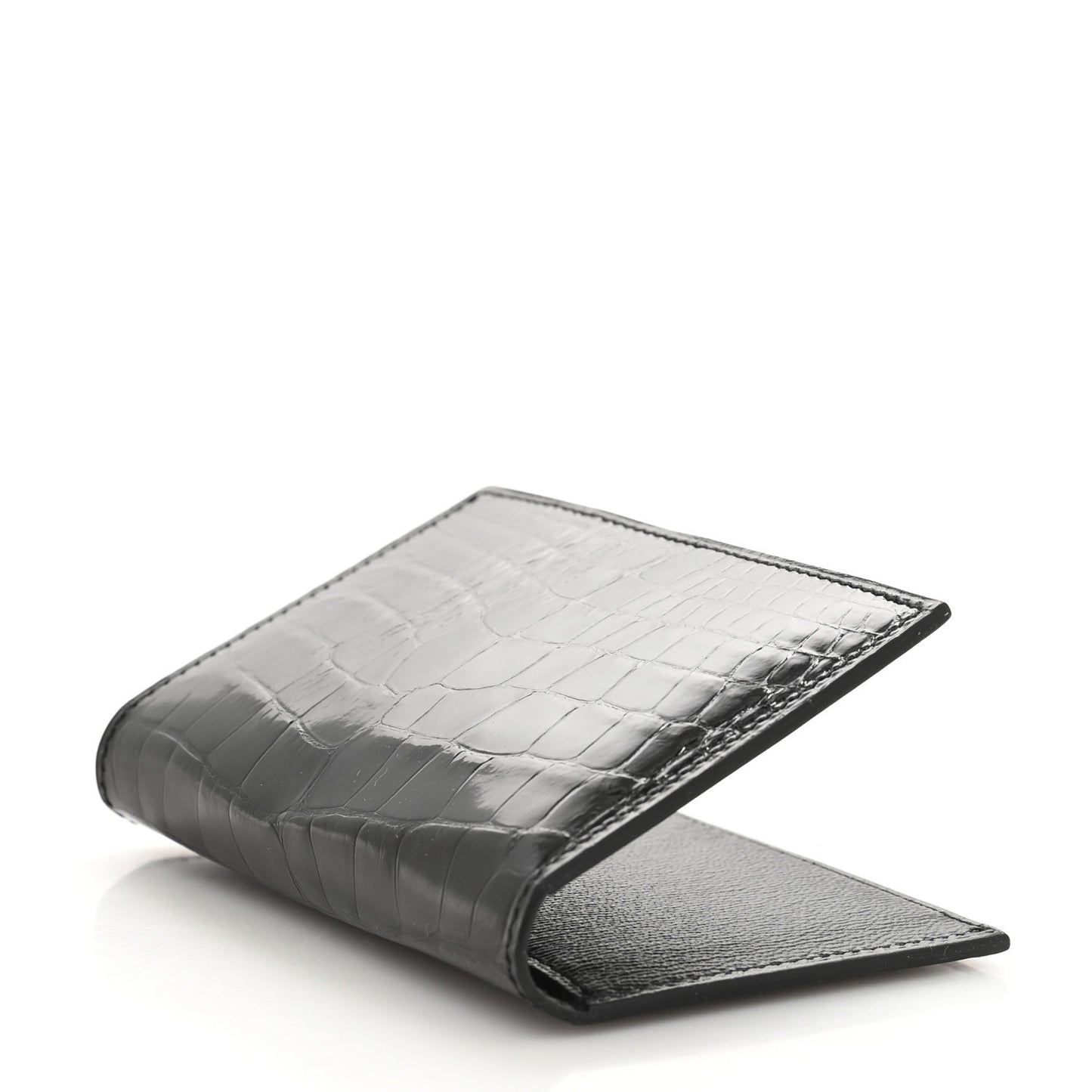 Shiny Alligator MC2 Euclide Card Holder Black