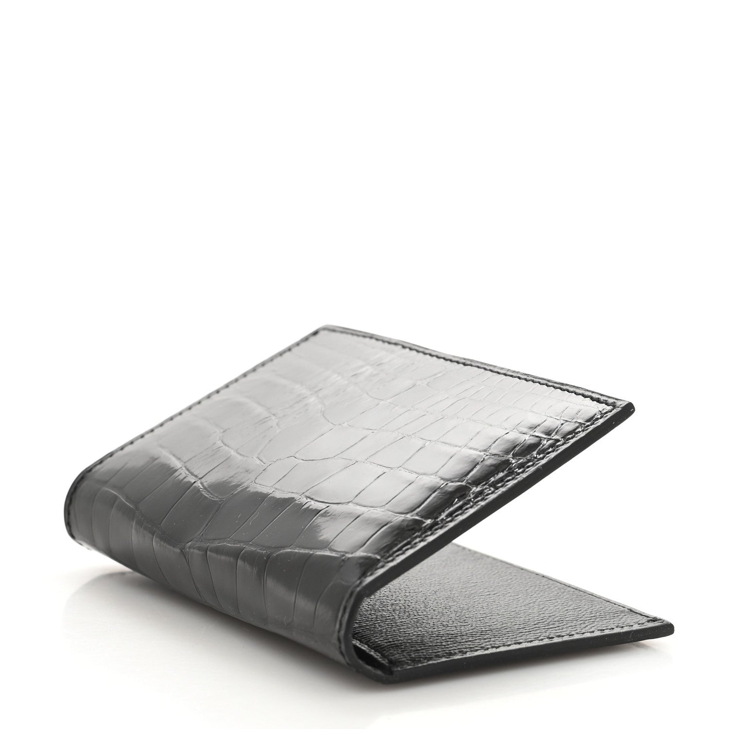 Hermes Shiny Alligator MC2 Euclide Card Holder Black 4 of 9