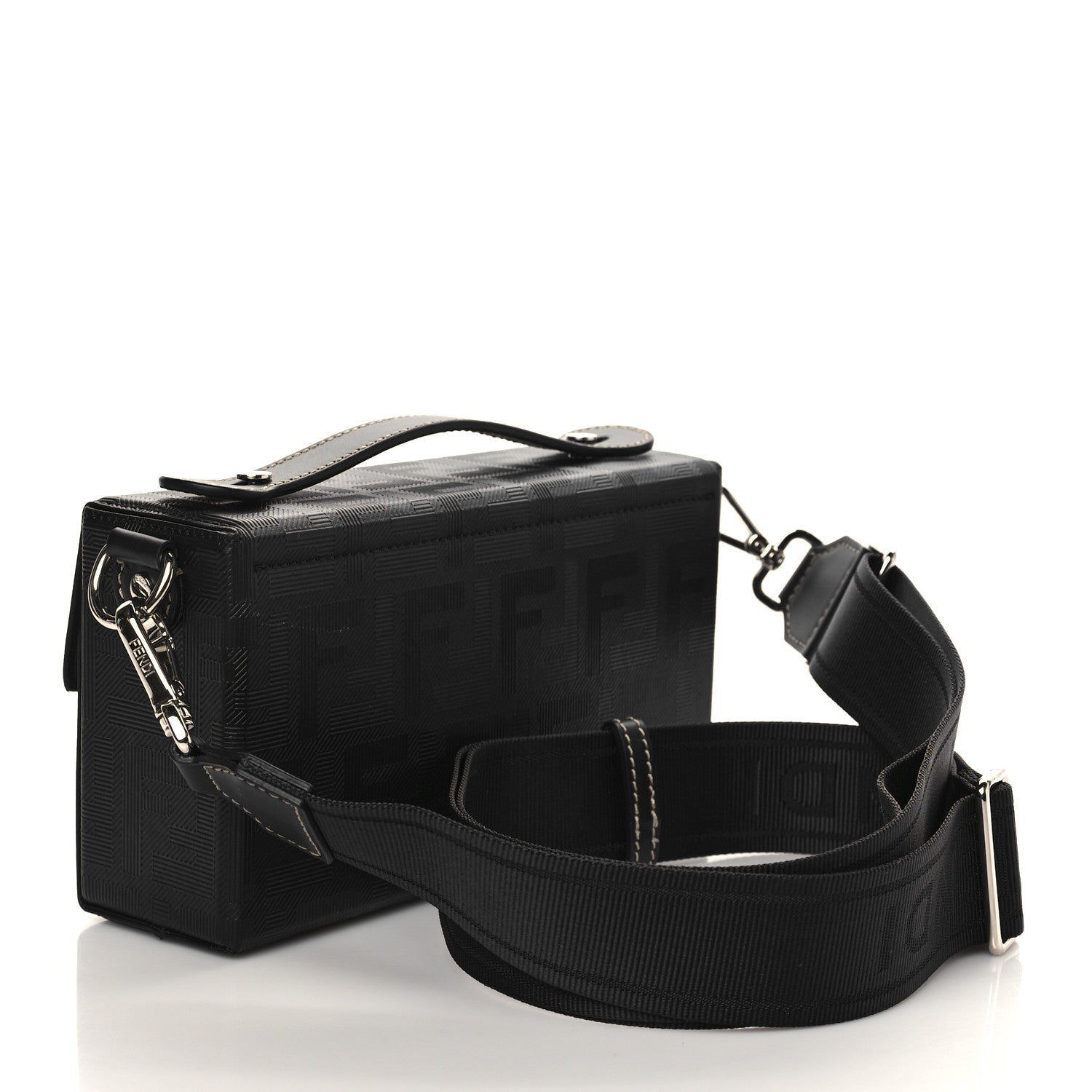 Fendi Vitello King FF Lines Embossed Baguette Soft Trunk Black 2 of 6