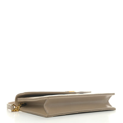 Saint Laurent Grain De Poudre Matelasse Chevron Monogram Envelope Chain Wallet Taupe 3 of 4