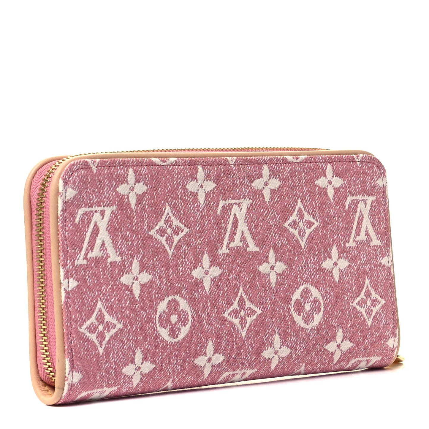 Denim Monogram Jacquard Zippy Wallet Pink