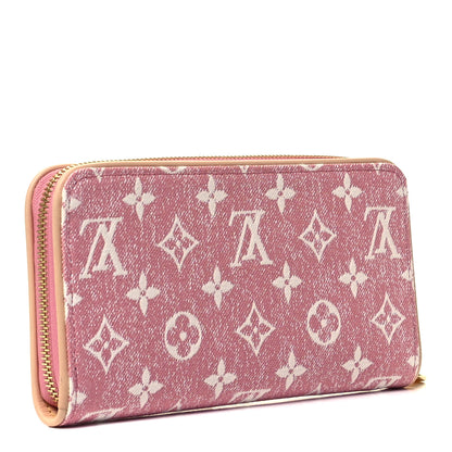 Louis Vuitton Denim Monogram Jacquard Zippy Wallet Pink 3 of 7