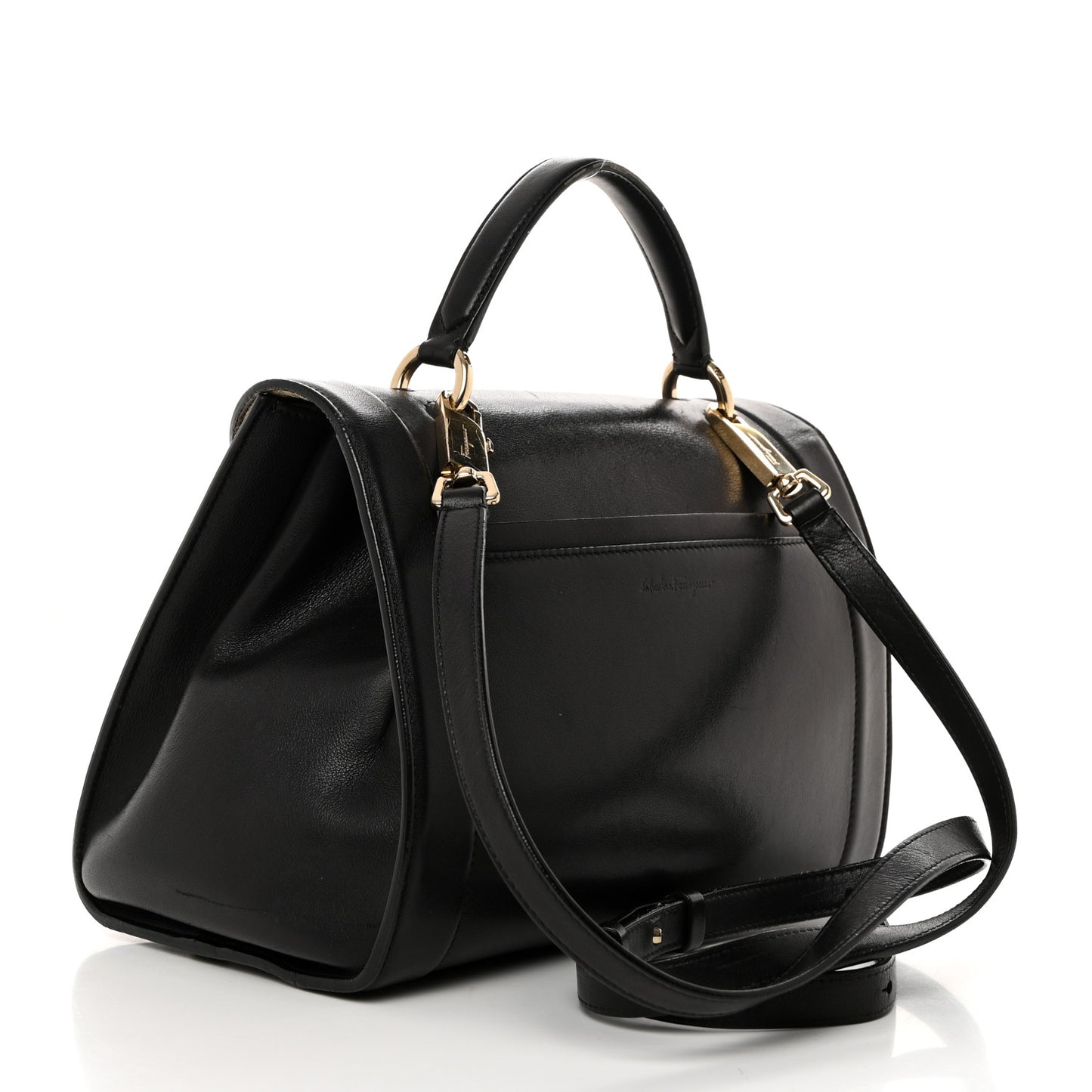 Calfskin Sofia Rainbow Top Handle Bag Black