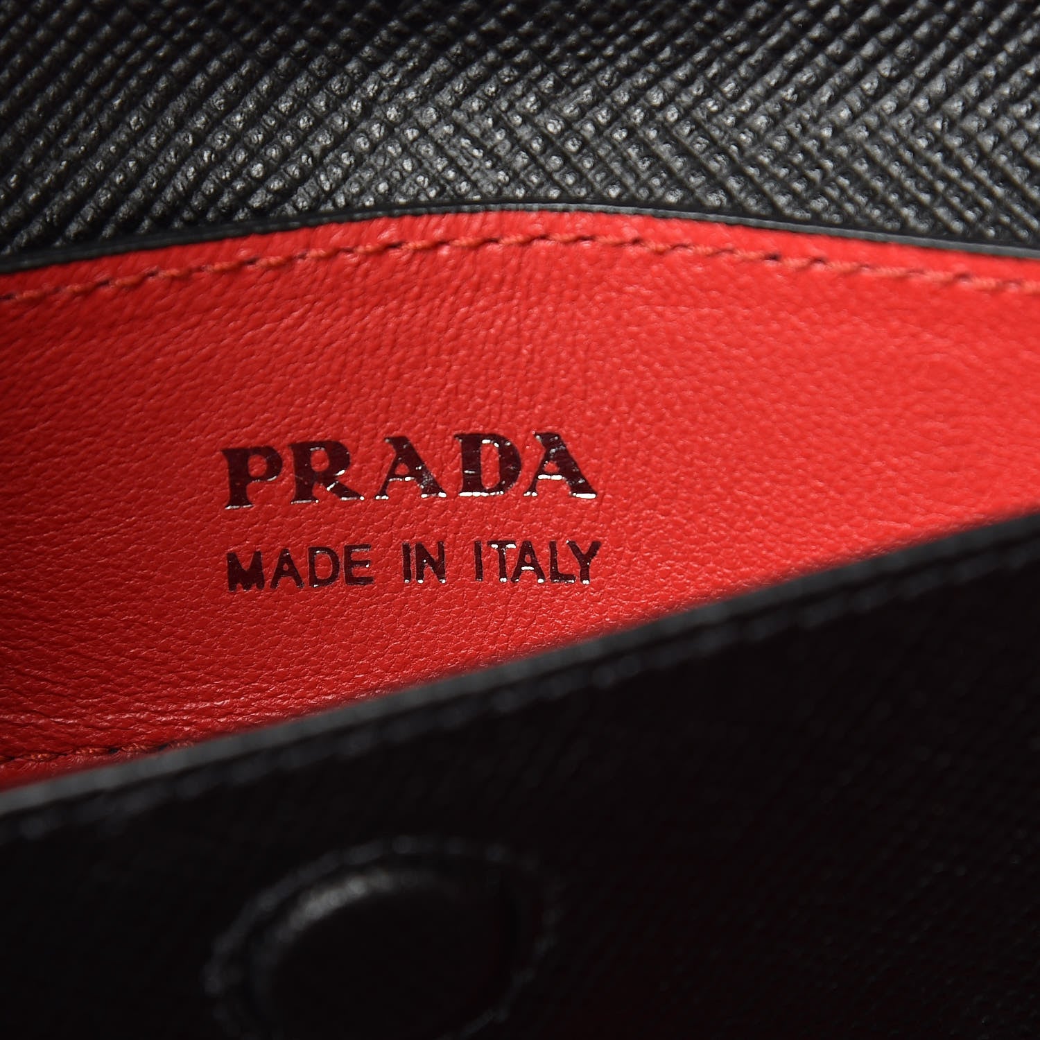 Prada Saffiano Cuir Small Double Handle Tote Black Fuoco 8 of 8
