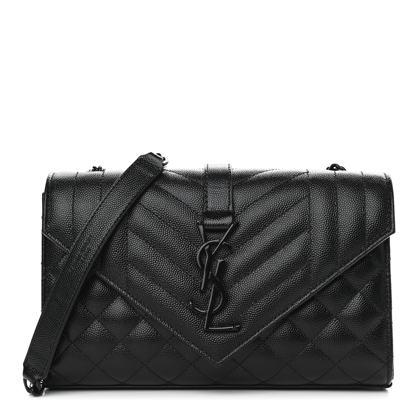 Grain De Poudre Textured Mixed Matelasse Triquilt Small Monogram Satchel Black