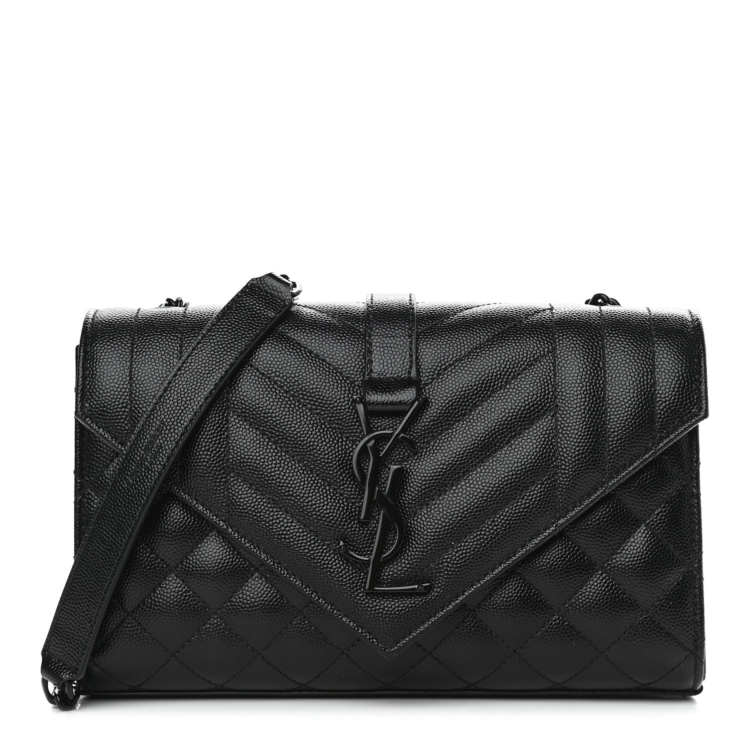 Saint Laurent Grain De Poudre Textured Mixed Matelasse Triquilt Small Monogram Satchel Black 1 of 9
