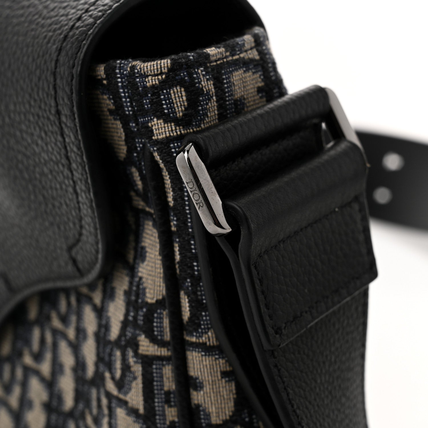 Christian Dior Grained Calfskin Oblique Mini Saddle Messenger Black 11 of 13