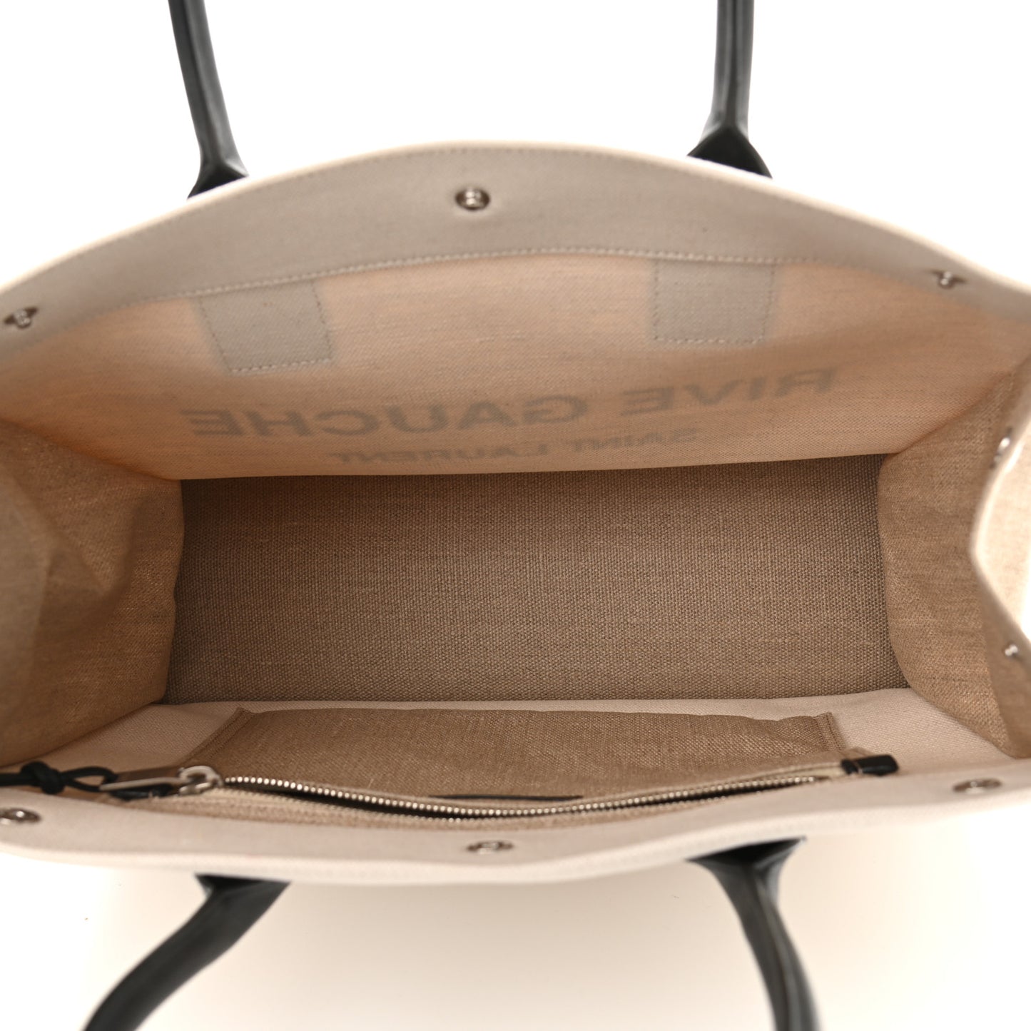 Linen Calfskin Small Rive Gauche Tote Greggio Natural