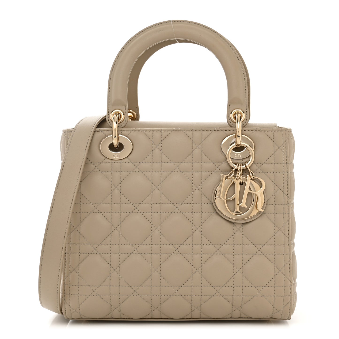 Lambskin Cannage Medium Lady Dior Beige