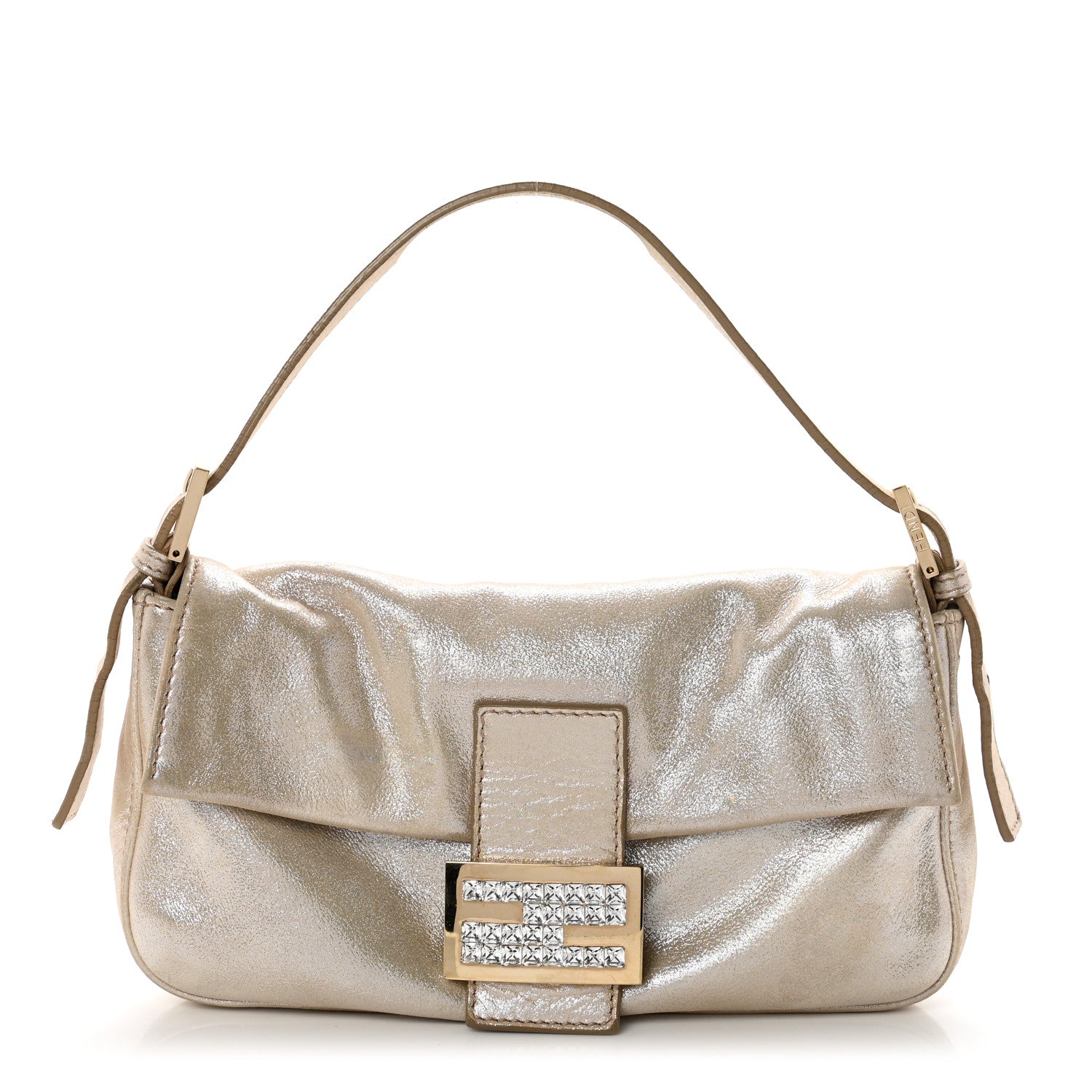 Fendi Metallic Lurex Crystal Baguette Gold 1 of 10