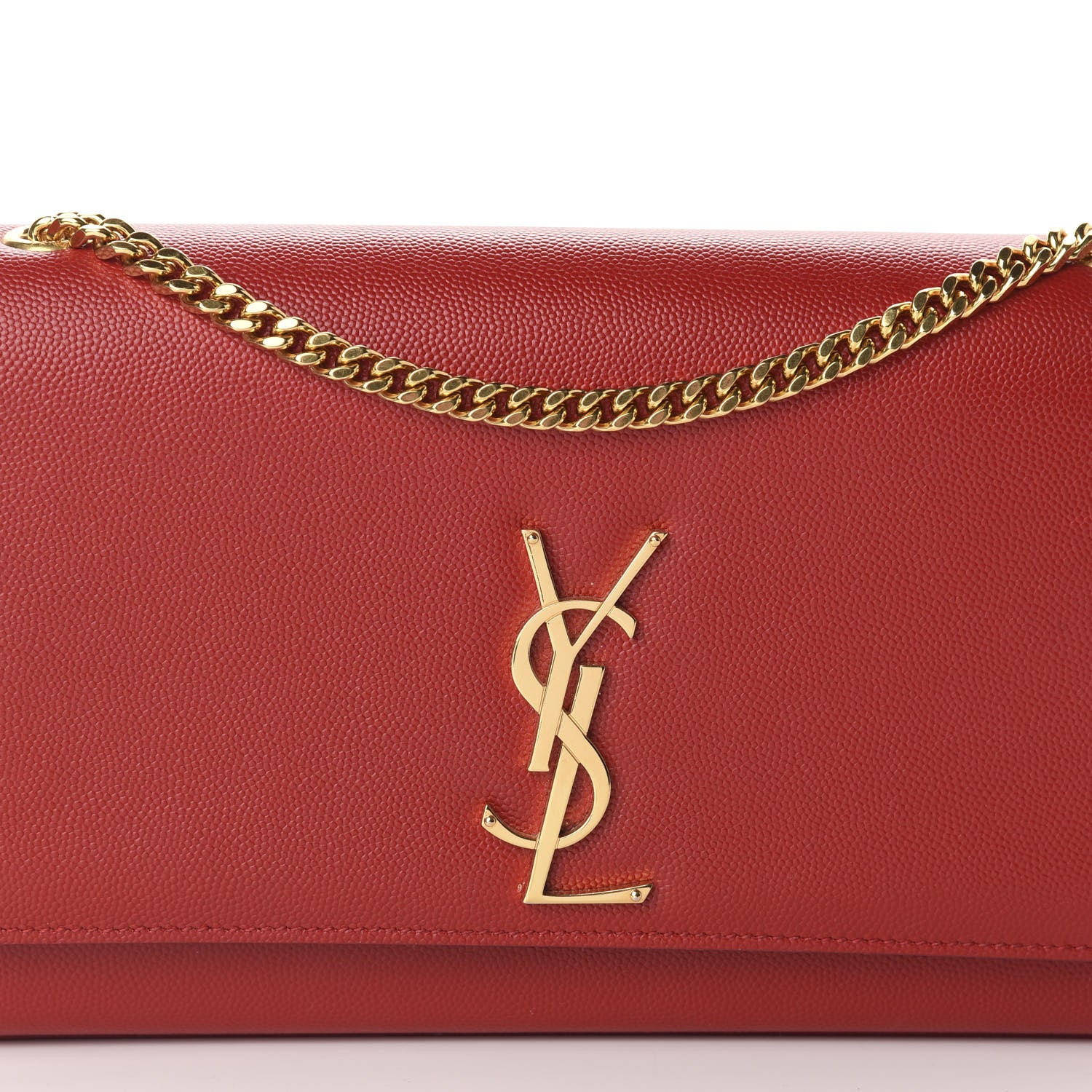 Saint Laurent Grain De Poudre Medium Monogram Kate Satchel Red 10 of 10