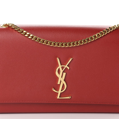 Saint Laurent Grain De Poudre Medium Monogram Kate Satchel Red 10 of 10