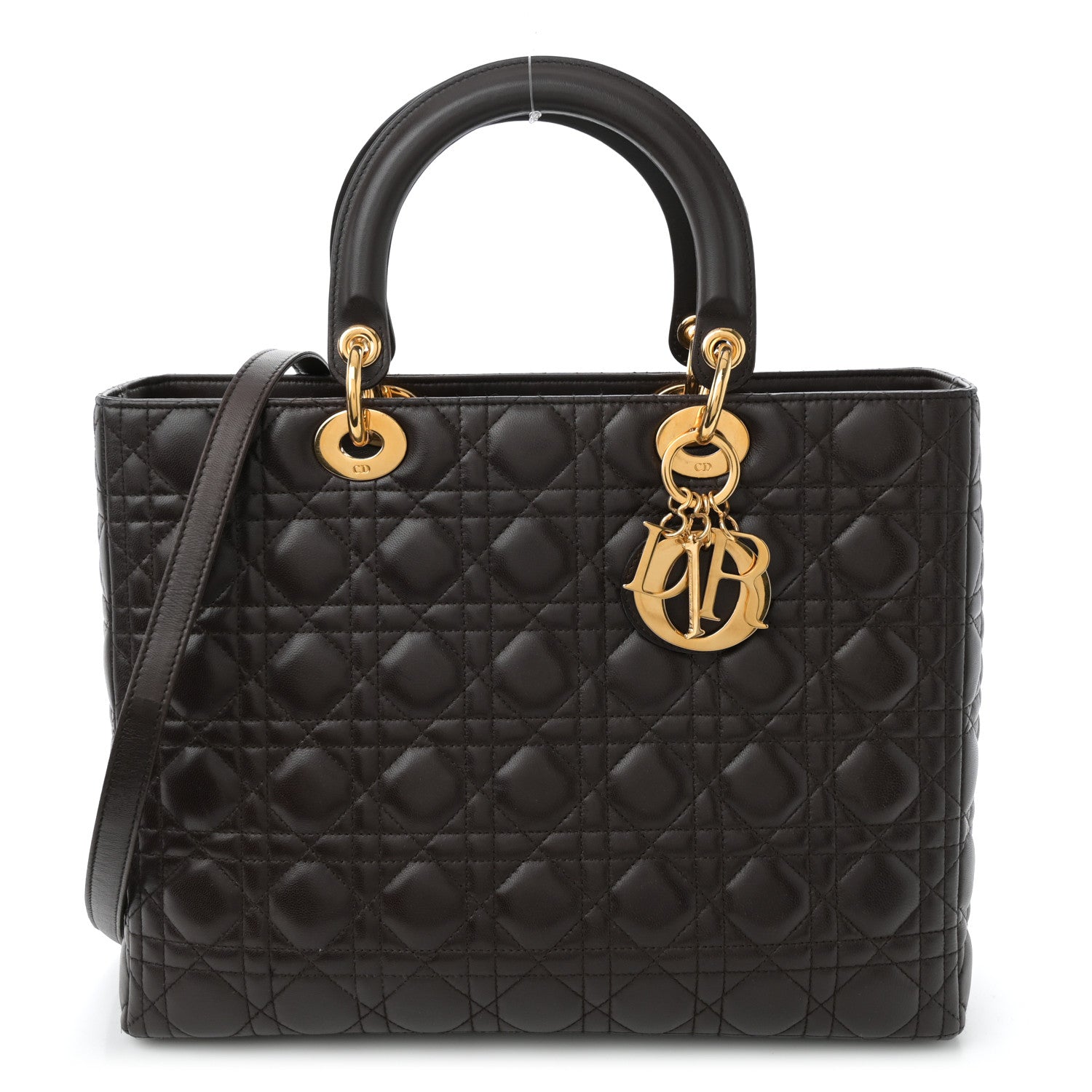 Christian Dior Lambskin Cannage Large Lady Dior Brown 1 of 10