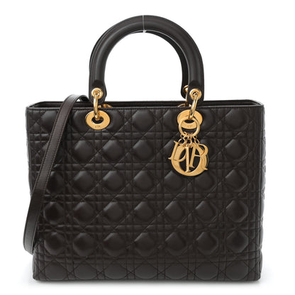 Christian Dior Lambskin Cannage Large Lady Dior Brown 1 of 10