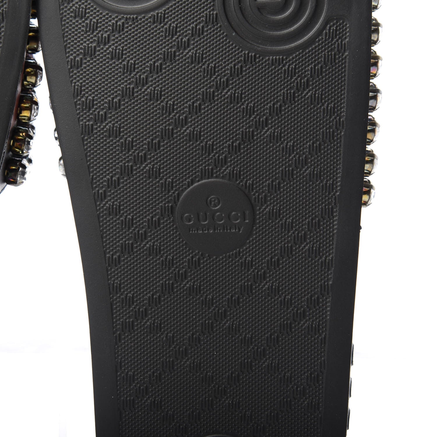 Gucci Calfskin Crystal Embellished Web Slide Sandals 35 Blue Red 6 of 8