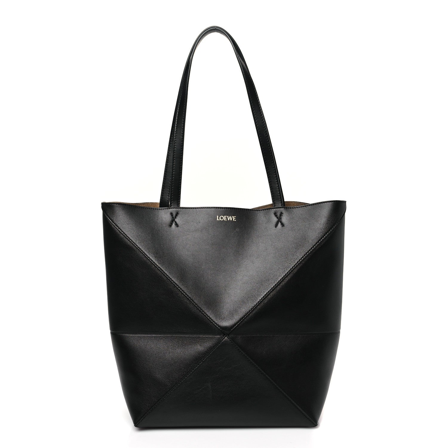 Loewe Shiny Calfskin Medium Puzzle Fold Tote Black 1 of 8
