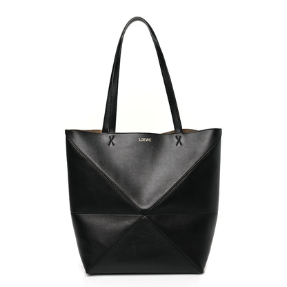 Loewe Shiny Calfskin Medium Puzzle Fold Tote Black 1 of 8