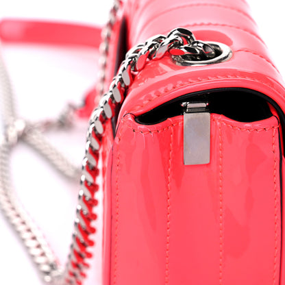 Saint Laurent Patent Calfskin Matelasse Monogram Small Vicky Chain Bag Neon Pink 12 of 14