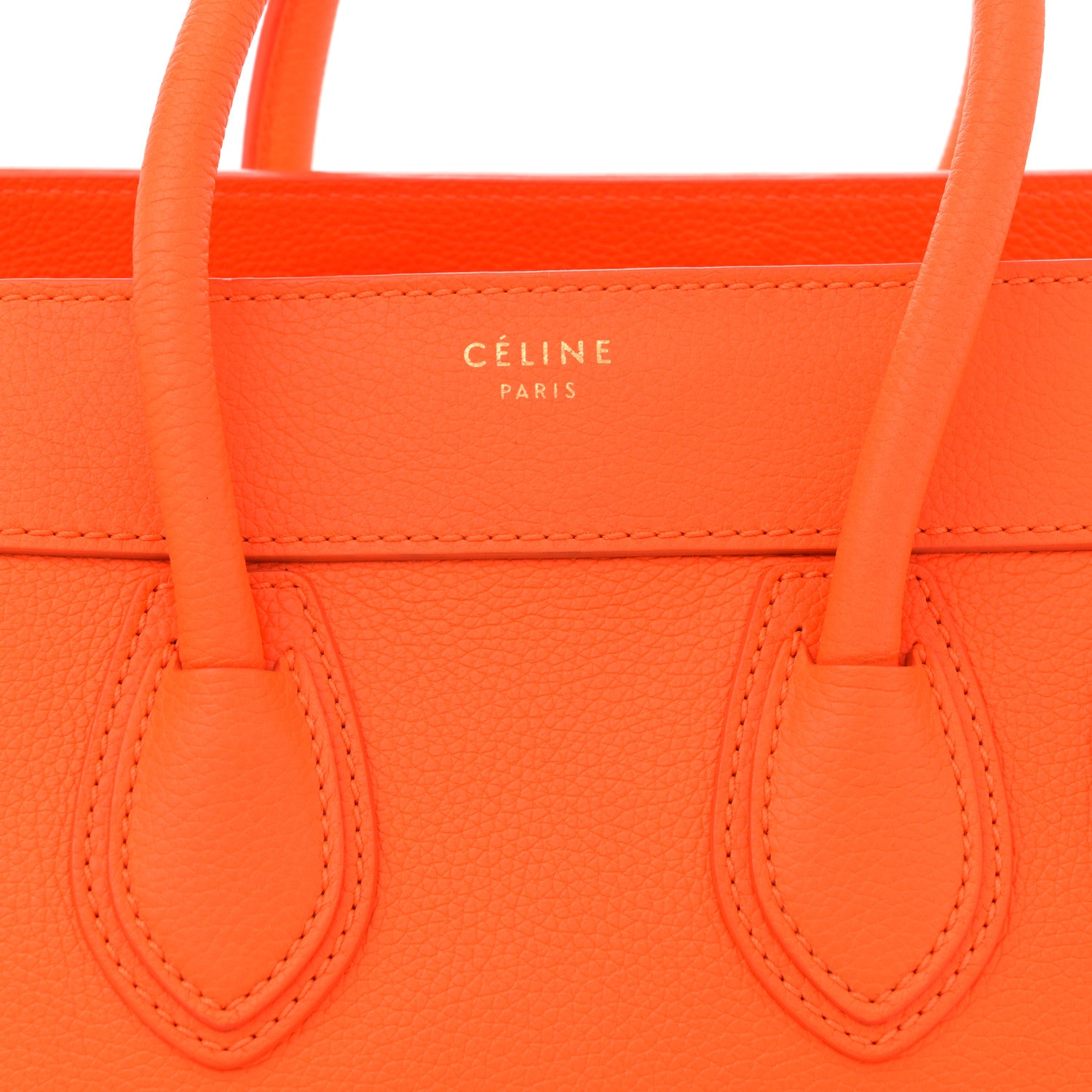Celine Drummed Calfskin Micro Luggage Fluo Orange 8 of 13