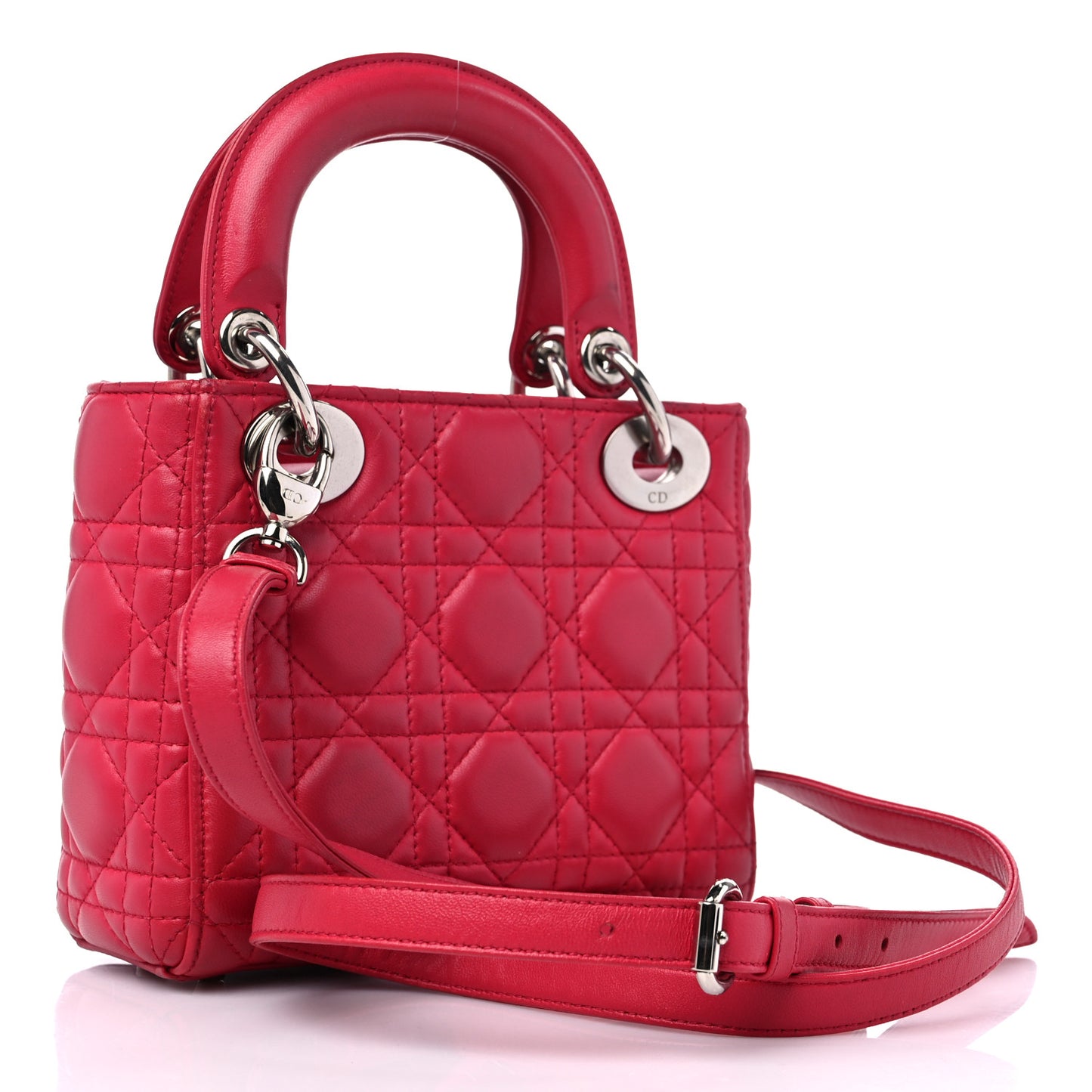 Lambskin Cannage Mini Lady Dior Fuchsia