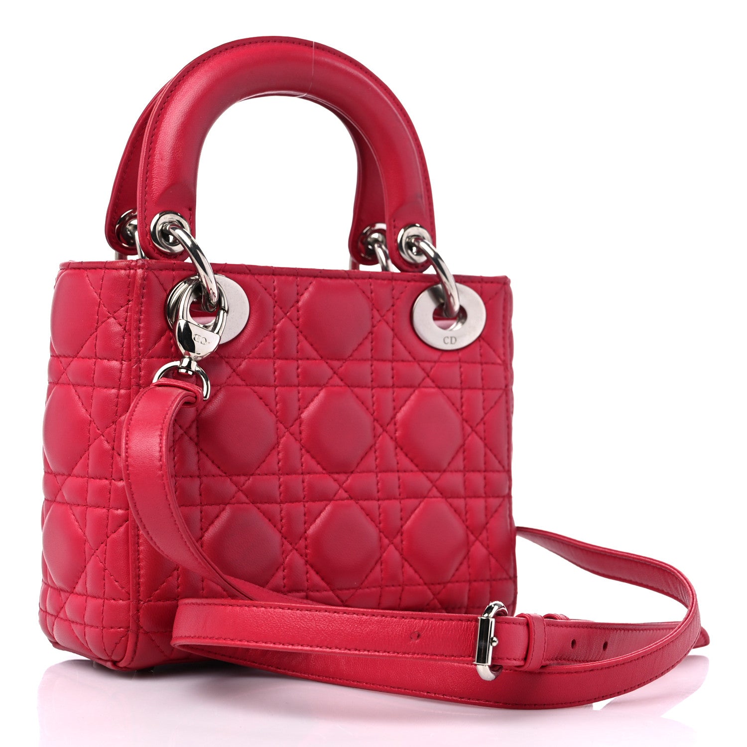 Christian Dior Lambskin Cannage Mini Lady Dior Fuchsia 2 of 17