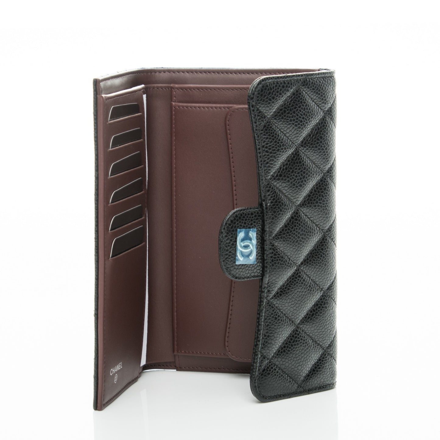 Caviar Quilted Large Flap Wallet Black