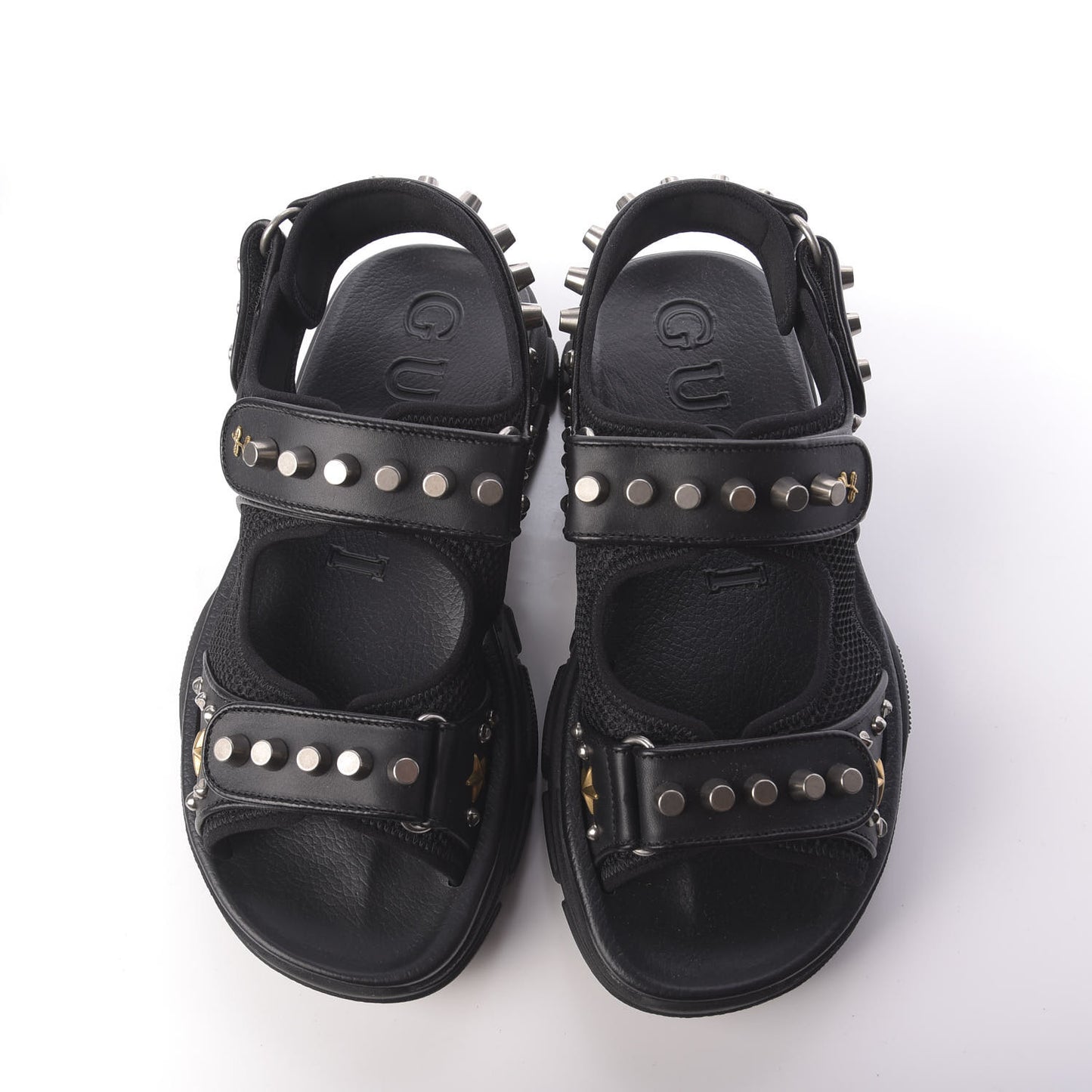 Nappa Mesh Studded Mens Aguru Sandals 7 Black