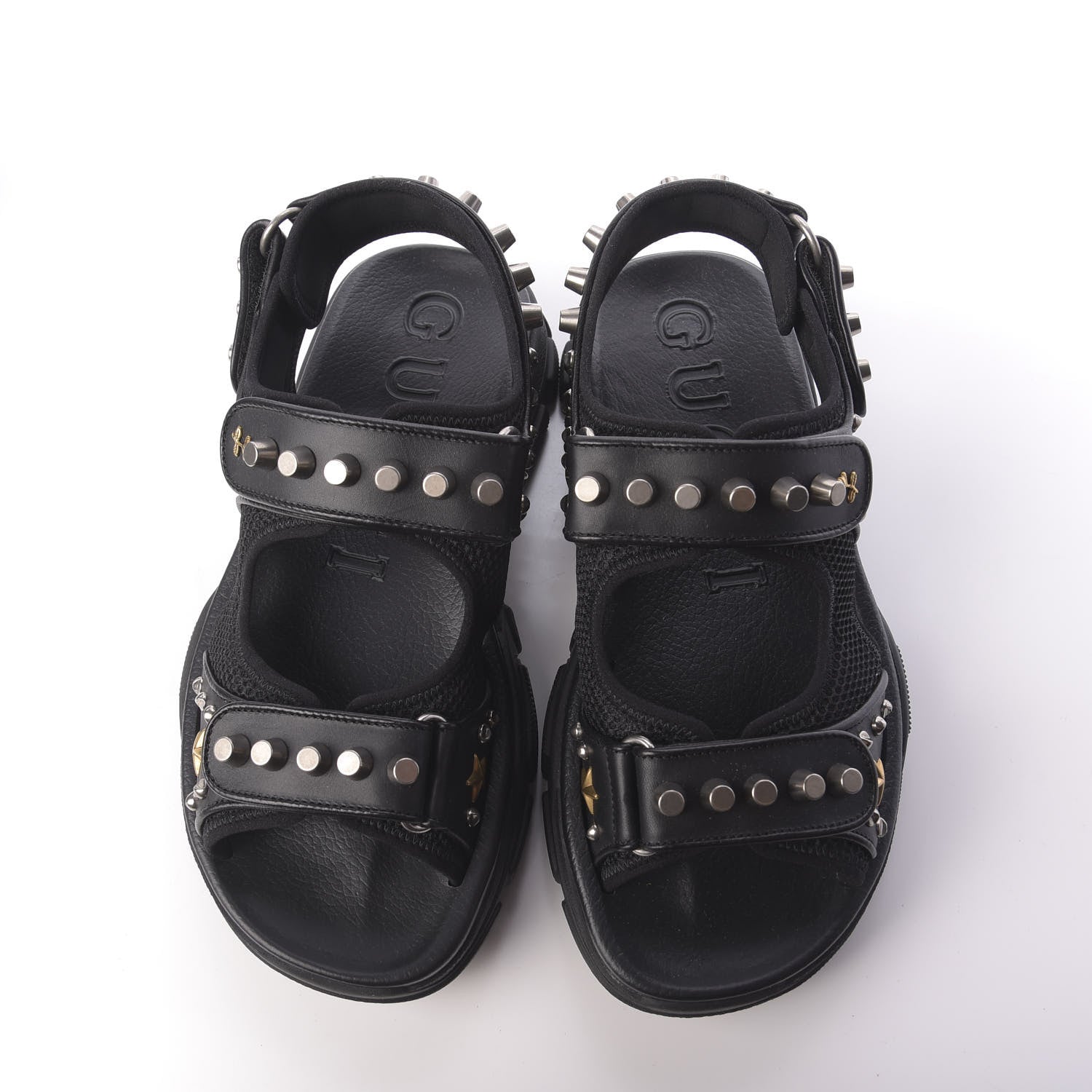 Gucci Nappa Mesh Studded Mens Aguru Sandals 7 Black 5 of 10